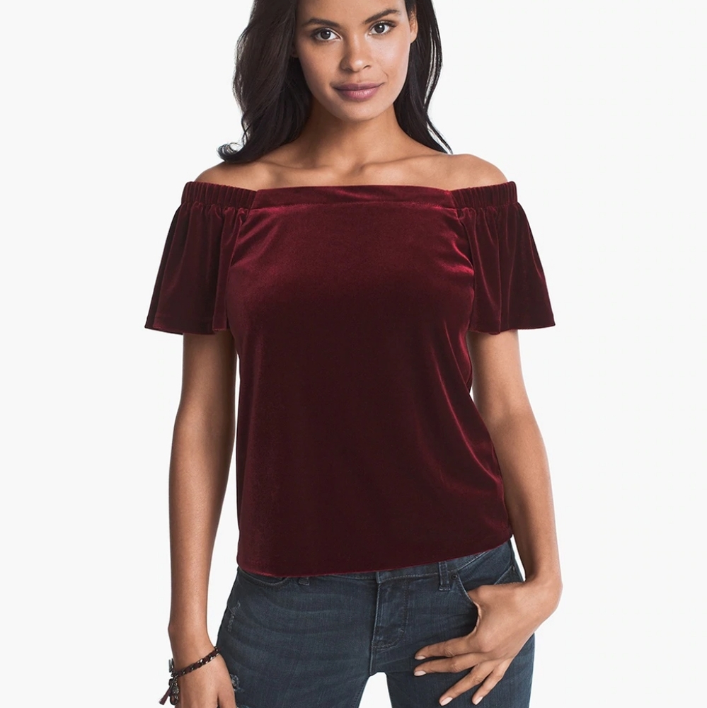 Crushed Velvet Cold Shoulder Top